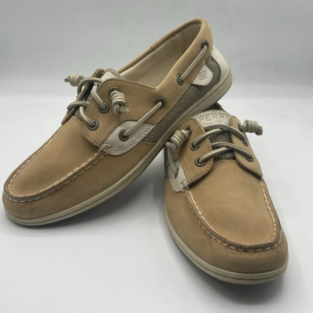Sperry Top‎ Sider Shoes Women's 8 Songfish Boat Deck Leather STS95588 Beige